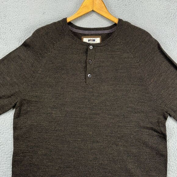 Joseph Abboud Merino Wool Blend Henley Sweater Mens XL Dark‎ Brown Knit Pullover